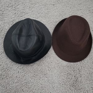 Two Mens Top Hats - Black and Brown